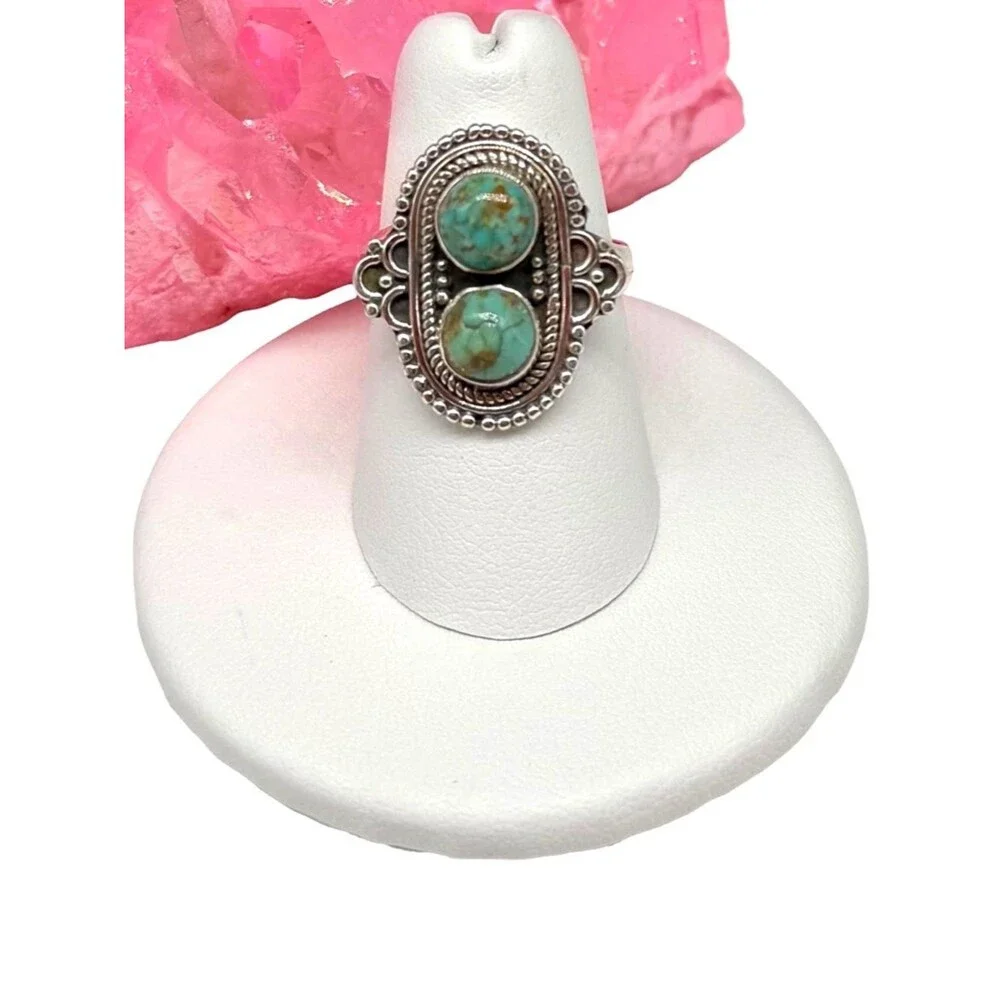 Kingman Mohave Turquoise Ring Size 6.5 Solid 925 Sterling Silver